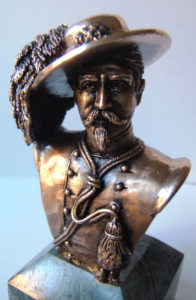 Busto bersagliere in bronzo massiccio su base in marmo verde Guatemala