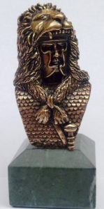 busto romano in bronzo massiccio su base in marmo verde Guatemala