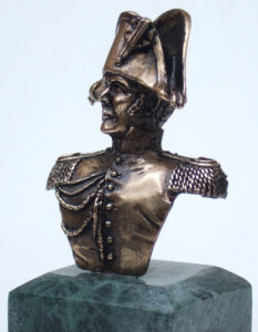 busto tenente dei Carabinieri 1822 in bronzo massicciosu base in marmo verde Guatemala